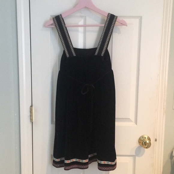 Free People Vintage Black Velvet Embroidered Tunic Slip Dress - XS - Picture 9 of 16